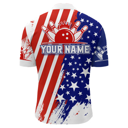Personalized Bowling Jersey For Men American Bowling Shirt Team Custom Bowling Quarter-Zip Shirt BDT307