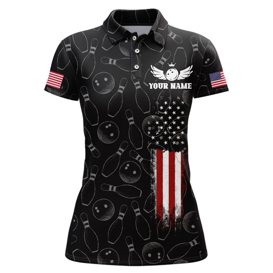 American Bowling Jersey Women Patriotic Bowling Team Shirt Custom Bowling Polo Shirt BDT358