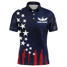 Load image into Gallery viewer, Navy Bowling Polo Shirt Men American Bowling Team Jersey Custom Star Bowling Shirts BDT360