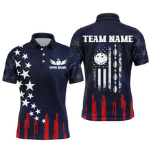 Load image into Gallery viewer, Navy Bowling Polo Shirt Men American Bowling Team Jersey Custom Star Bowling Shirts BDT360