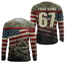 Load image into Gallery viewer, Custom Dirt Bike Jersey Kid Men Women UPF30+ American Flag Motocross Dirt Bike Shirts Motorcycle PDT707