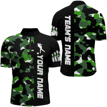 Camo Bowling Quarter-Zip Shirt For Men And Women Personalized Bowling Jerseys Team BDT446