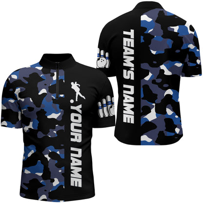 Camo Bowling Quarter-Zip Shirt For Men And Women Personalized Bowling Jerseys Team BDT446