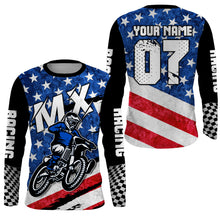 Load image into Gallery viewer, Custom Motocross Jersey Kid Men Women UPF30+ American Flag Dirt Bike Shirt MX Off-Road Motorcycle PDT622