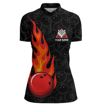 Load image into Gallery viewer, Strike Flame Bowling Shirt Women Custom Black Bowling Jersey Team Bowling Quarter-Zip Shirt BDT257