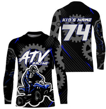 Load image into Gallery viewer, Adult&amp;Kid Blue ATV Motocross Jersey Personalized UPF30+ Quad Bike Shirt Off-Road ATV MX Racing PDT737