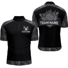 Load image into Gallery viewer, Grey Camo Bowling Shirts For Men And Women Custom Bowling Team Jersey Unisex Quarter-Zip BDT598
