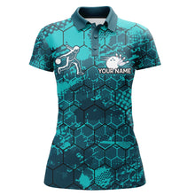 Load image into Gallery viewer, Turquoise Bowling Polo Shirt Custom Bowling Jersey For Women Bowling Shirts For Team BDT255