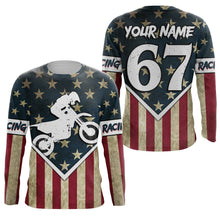 Load image into Gallery viewer, Kid&amp;Adult American Flag Motocross Jersey Personalized UPF30+ Dirt Bike Shirt Off-Road MX Racing PDT748