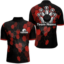 Load image into Gallery viewer, Black&amp;Red Bowling Jersey Men Bowling Team League Shirt Custom Bowling Quarter-Zip Shirt BDT315