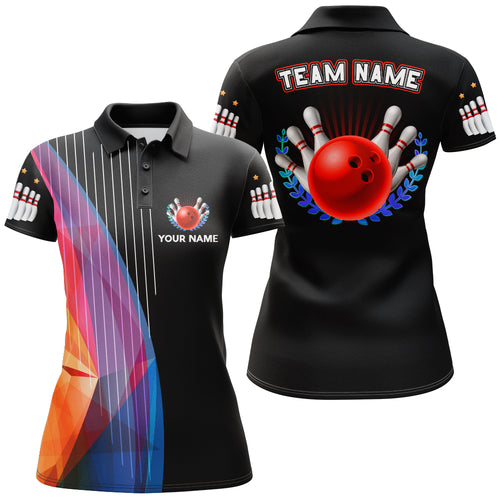 Custom Name Bowling Polo Shirt Women Funny Bowling Jersey Personalized Bowling Team League Shirt BDT149
