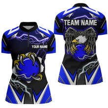 Load image into Gallery viewer, Custom Eagle Bowling Shirts for Men &amp; Women Quarter Zip Bowling Team Jerseys Blue BDT468