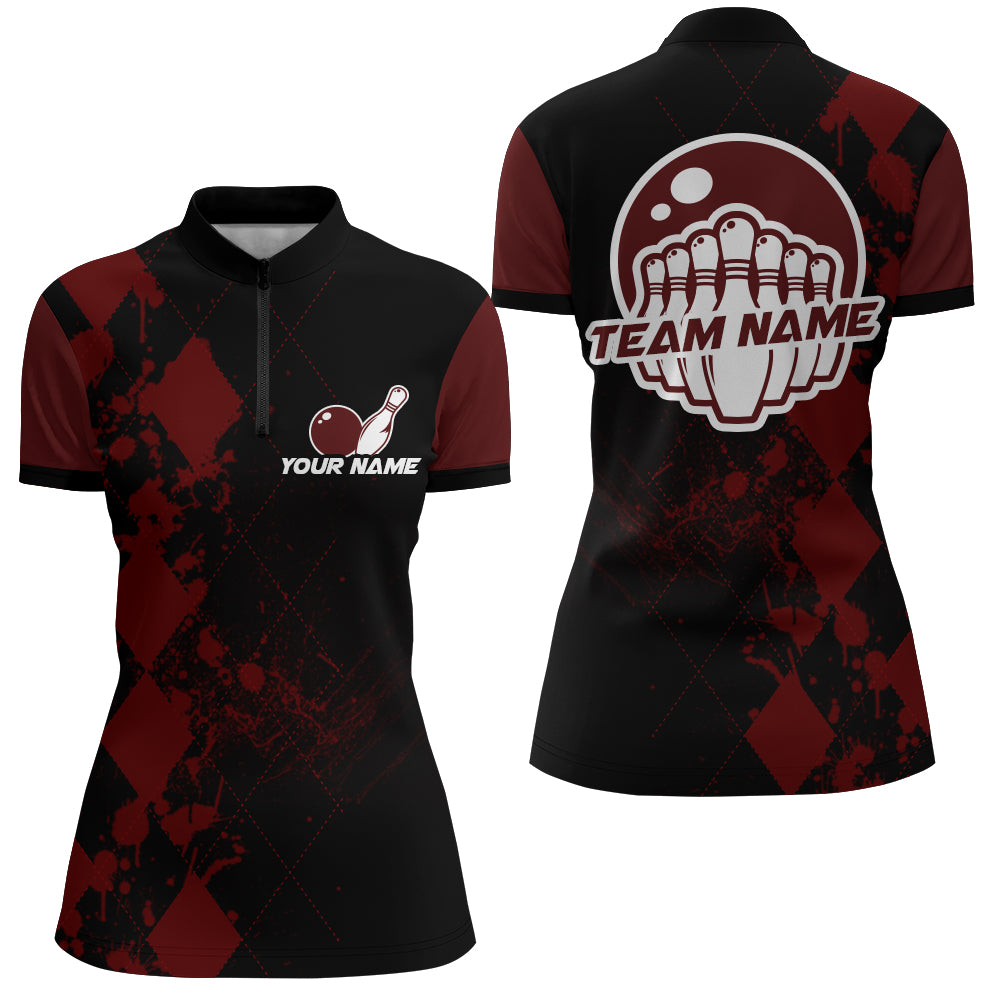 Bowling Quarter-Zip Shirts Women Bowling Team League Jersey Custom Bowling Shirt BDT219