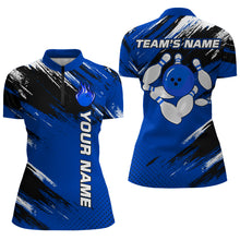 Load image into Gallery viewer, Custom Bowling Jersey for Men &amp; Women Flame Blue Bowling Quarter-Zip Shirt Team League BDT556