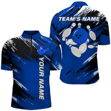 Load image into Gallery viewer, Custom Bowling Jersey for Men &amp; Women Flame Blue Bowling Quarter-Zip Shirt Team League BDT556