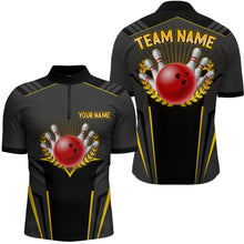 Load image into Gallery viewer, Personalized Bowling Jersey For Men Bowling Team League Shirts Custom Bowling Quarter-Zip Shirt BDT378