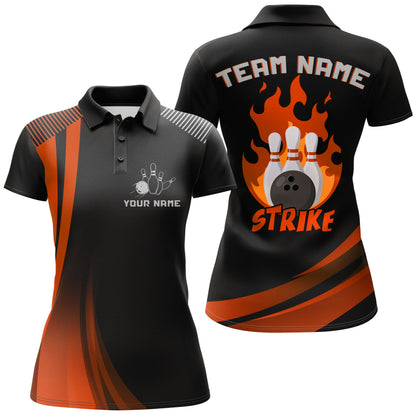 Custom Bowling Polo Shirt Women Strike Bowling Team Jersey American Flag Bowling Shirt BDT380
