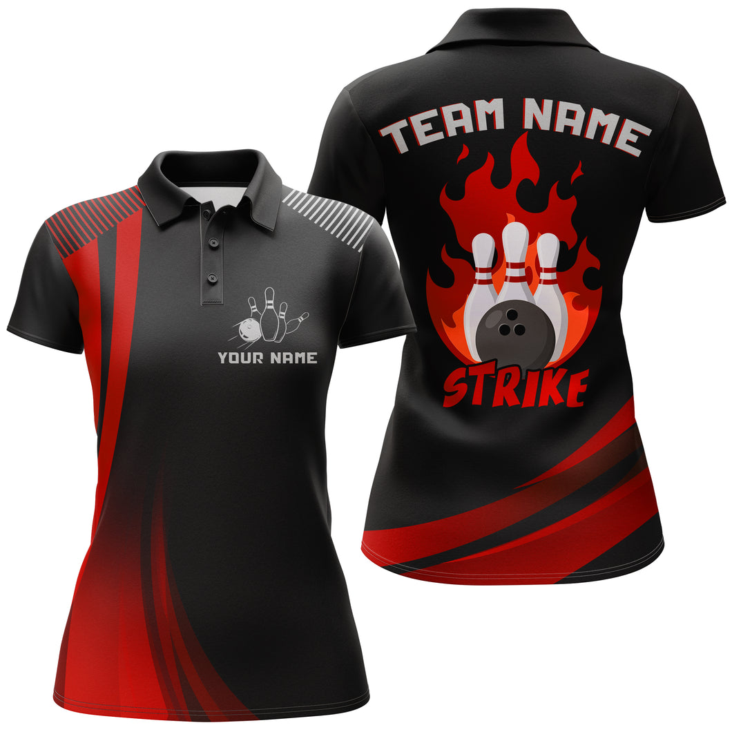 Custom Bowling Polo Shirt Women Strike Bowling Team Jersey American Flag Bowling Shirt BDT380