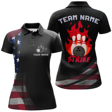 Load image into Gallery viewer, Custom Bowling Polo Shirt Women Strike Bowling Team Jersey American Flag Bowling Shirt BDT380