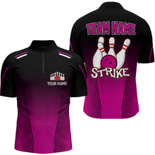 Load image into Gallery viewer, Strike Bowling Shirts For Men Custom Bowling Quarter-Zip Shirts Team Bowling Jerseys BDT346