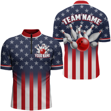 Load image into Gallery viewer, Custom American Flag Bowling Shirt For Men &amp; Women 1/4 Bowling Team Jersey Patriotic BDT480
