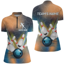 Load image into Gallery viewer, Personalized Bowling Quarter-Zip Shirt Women 3D Bowling Jersey Custom Bowling Team League Shirts BDT207