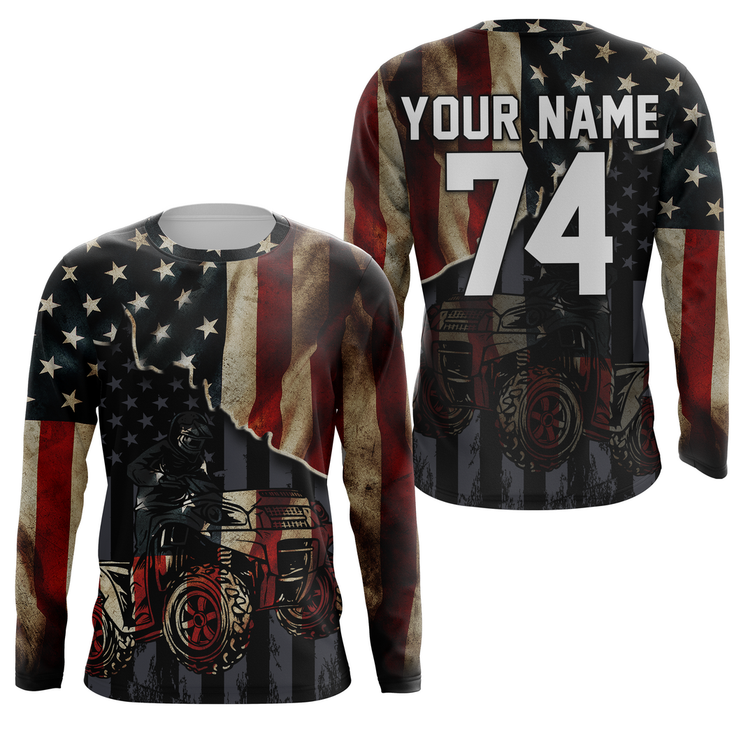 American Flag ATV Motocross Jersey Men Kid Women UPF30+ Patriotic Quad Bike Shirt Off-Road ATV MX PDT722