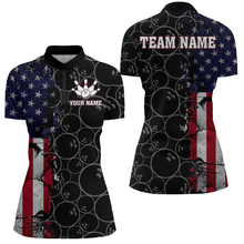 Load image into Gallery viewer, American Flag Bowling Jerseys For Men &amp; Women Custom Bowling Polo &amp; Quarter-Zip Shirt BDT413