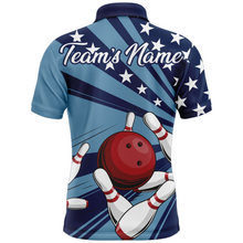 Load image into Gallery viewer, Custom Navy Bowling Jersey For Men American Flag Bowling Team Shirt Bowling Polo Shirt BDT309