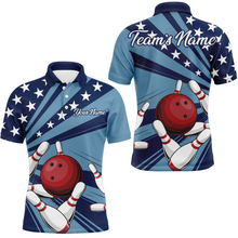 Load image into Gallery viewer, Custom Navy Bowling Jersey For Men American Flag Bowling Team Shirt Bowling Polo Shirt BDT309