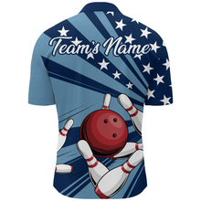 Load image into Gallery viewer, Custom Navy Bowling Jersey For Men American Flag Bowling Team Shirt Bowling Quarter-Zip Shirt BDT309