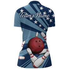 Load image into Gallery viewer, Custom Navy Bowling Jersey For Women American Flag Bowling Team Shirt Bowling Quarter-Zip Shirt BDT309