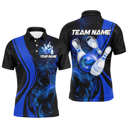 Blue Bowling Shirt Personalized Men & Women Bowling Team Jersey Bowling Polo Shirts BDT570