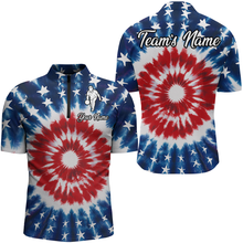 Load image into Gallery viewer, Custom American Bowling 1/4 Zip Shirt For Men &amp; Women Tie Dye Bowling Team Jersey Patriotic BDT543