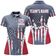Load image into Gallery viewer, American Bowling Jersey For Women Custom Navy Bowling Shirt Team Bowling Polo Shirt BDT316