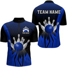 Load image into Gallery viewer, Custom Blue Flame Bowling Quarter Zip Shirts For Men &amp; Women Bowling Team Jersey BDT456