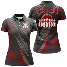 Load image into Gallery viewer, Skull Bowling Polo Shirt For Women Black&amp;Red Bowling Jersey Ladies Bowling Team Shirt BDT157