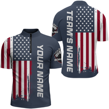 Load image into Gallery viewer, American Flag Bowling Shirt Men Women Custom Bowling Quarter-Zip Shirt Team Bowling Jersey BDT420
