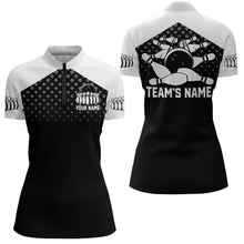 Load image into Gallery viewer, Black&amp;White Bowling Quarter-Zip Shirt For Women Custom Bowling Jersey Ladies Bowling Team Shirt BDT139
