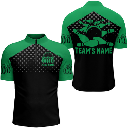 Custom Bowling Shirts With Name Bowling Team Jersey For Men Bowling Quarter-Zip Shirt BDT329