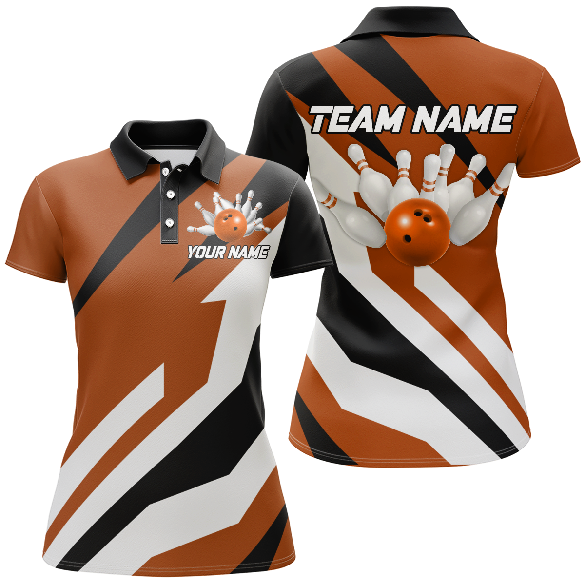 Orange Bowling Polo Shirts Unisex Custom Bowling Jersey for Men & Women Bowling Team League BDT553