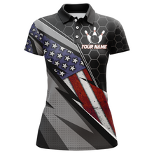 Load image into Gallery viewer, American Flag Bowling Shirt Women Patriotic Bowling Jersey Team Custom Bowling Polo Shirt BDT381