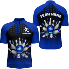 Load image into Gallery viewer, Custom Quarter Zip Bowling Shirts for Men And Women Blue Bowling Team Jerseys Unisex BDT476