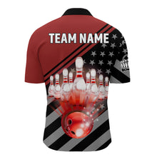 Load image into Gallery viewer, Red&amp;Black Bowling Jersey Men Custom Bowling Shirt American Flag Bowling Quarter-Zip Shirt BDT282