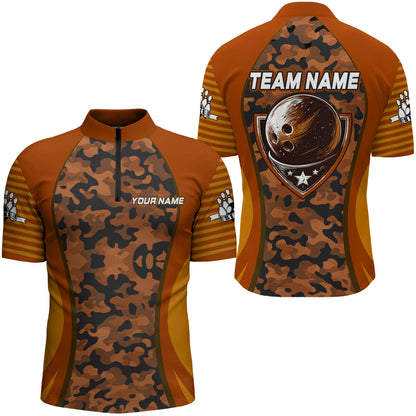 Camo Bowling Jersey For Men Bowling Team Shirt Custom Bowling Quarter-Zip Shirt BDT327