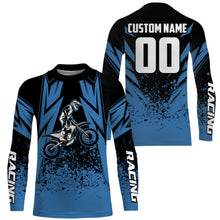 Load image into Gallery viewer, Kid Men Women Motocross Jersey Personalized UPF30+ Blue Dirt Bike Shirt Off-Road Motorcycle PDT637