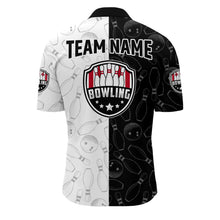 Load image into Gallery viewer, American Bowling Shirts Men Black&amp;White Bowling Team Jersey Custom Bowling Quarter-Zip Shirt BDT359