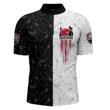 Load image into Gallery viewer, American Bowling Shirts Men Black&amp;White Bowling Team Jersey Custom Bowling Quarter-Zip Shirt BDT359
