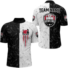 Load image into Gallery viewer, American Bowling Shirts Men Black&amp;White Bowling Team Jersey Custom Bowling Quarter-Zip Shirt BDT359