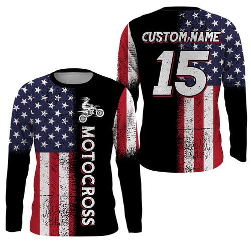 American Motocross Jersey Personalized UPF30+ Kid&Adult Dirt Bike Shirt Off-Road Motorcycle Jersey PDT746